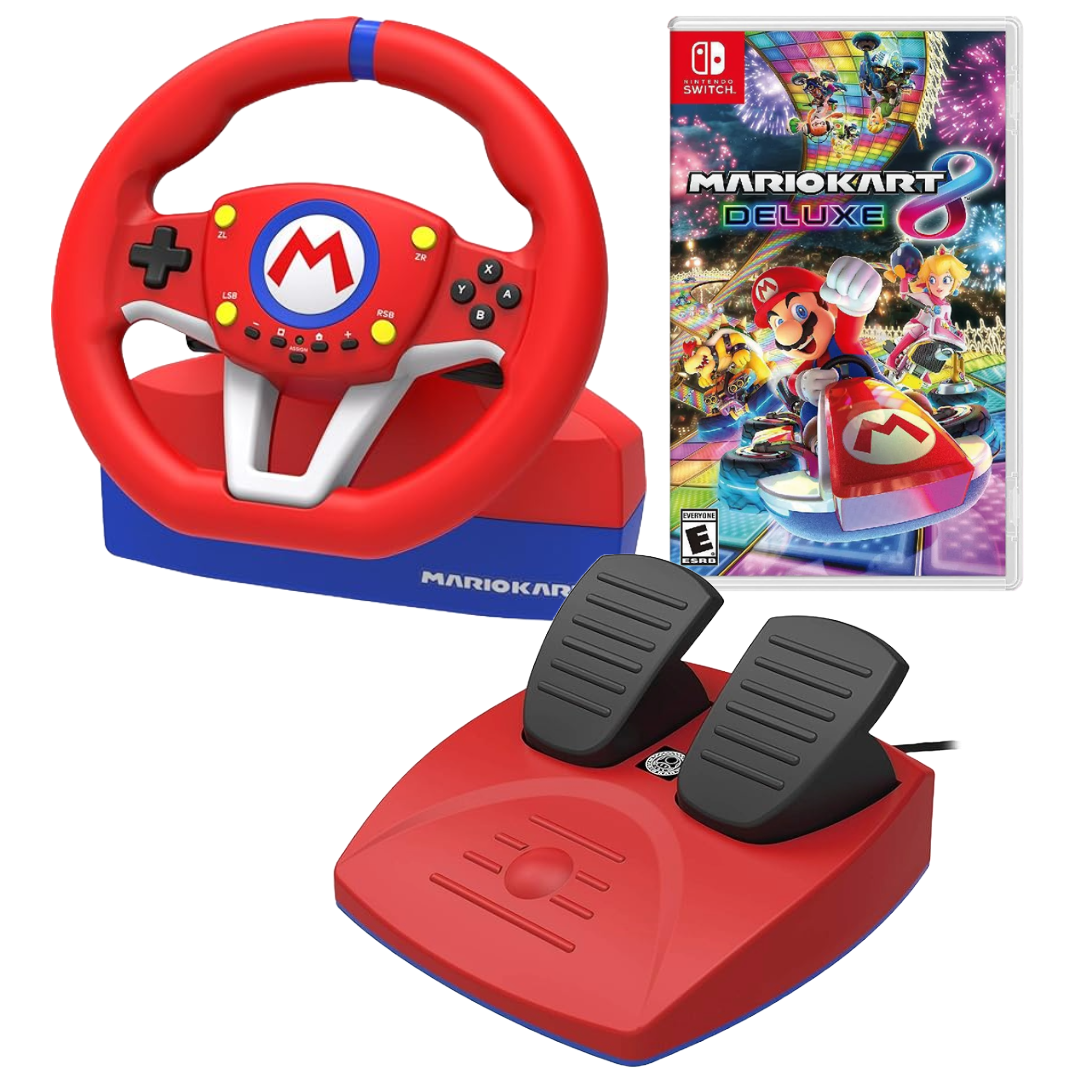 Nintendo Switch Racing Wheel + Super Mario Kart 8 Deluxe